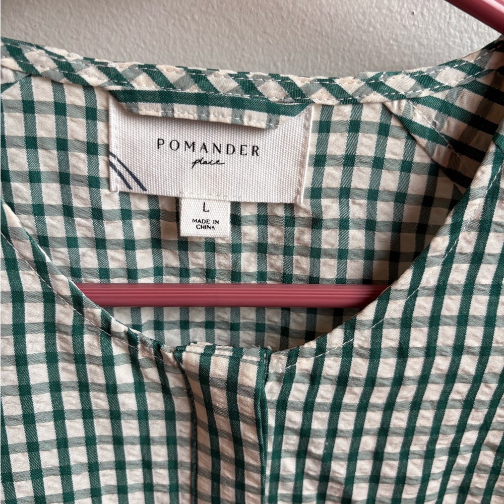 Tuckernuck Pomander Place Green Checkered Long Sleeve Dress size L - Picture 2 of 4